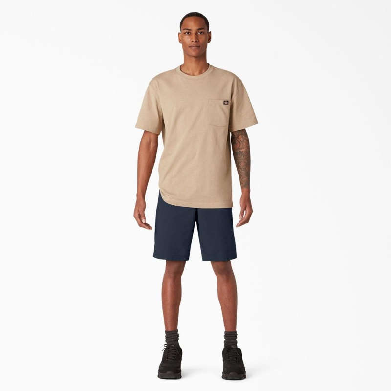 Navy Men's Dickies Cooling Active Waist Shorts | TUQ658193