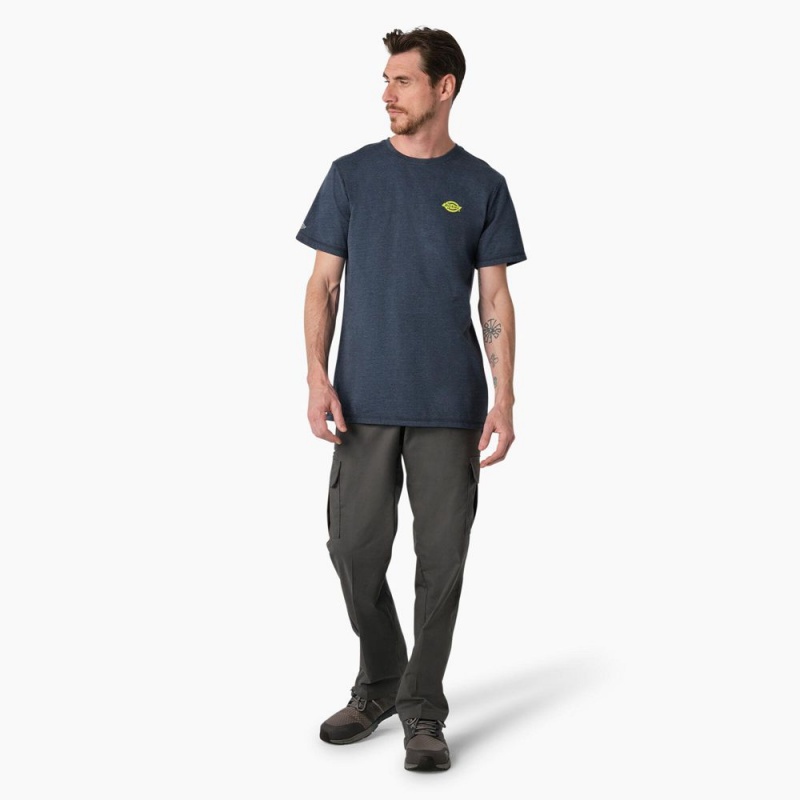 Navy Men's Dickies Cooling Performance Graphic T-Shirt | AHZ316048