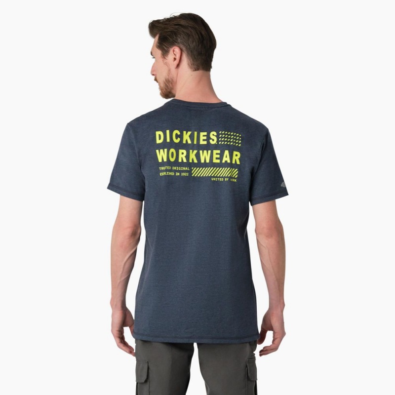 Navy Men\'s Dickies Cooling Performance Graphic T-Shirt | AHZ316048