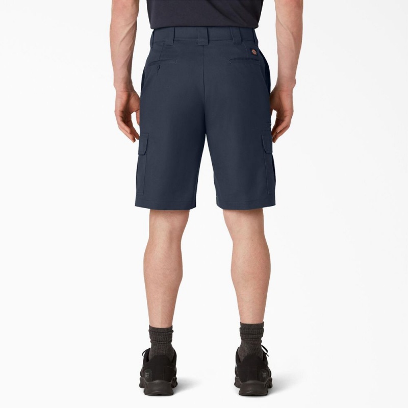 Navy Men's Dickies FLEX Cooling Active Waist Regular Fit Cargo Shorts | JNT507863