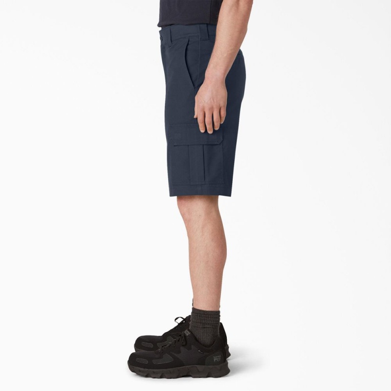 Navy Men's Dickies FLEX Cooling Active Waist Regular Fit Cargo Shorts | JNT507863