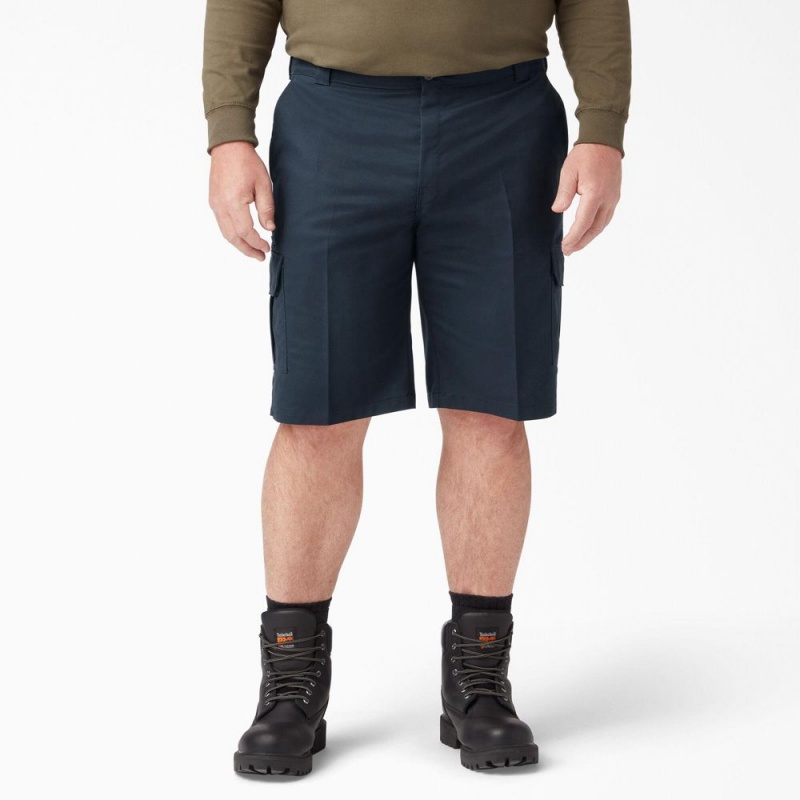 Navy Men's Dickies FLEX Cooling Active Waist Regular Fit Cargo Shorts | JNT507863