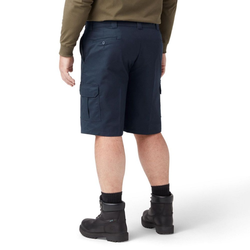 Navy Men's Dickies FLEX Cooling Active Waist Regular Fit Cargo Shorts | JNT507863