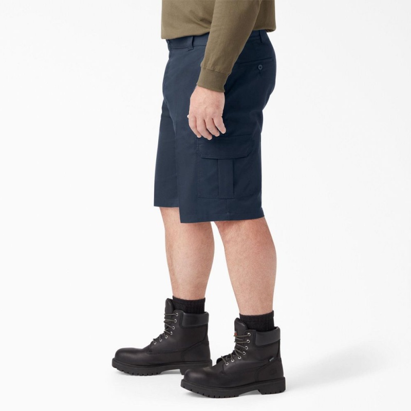 Navy Men's Dickies FLEX Cooling Active Waist Regular Fit Cargo Shorts | JNT507863