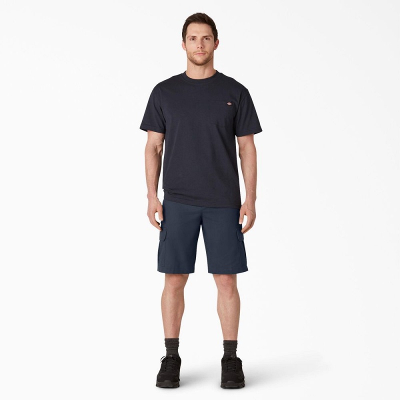 Navy Men's Dickies FLEX Cooling Active Waist Regular Fit Cargo Shorts | JNT507863