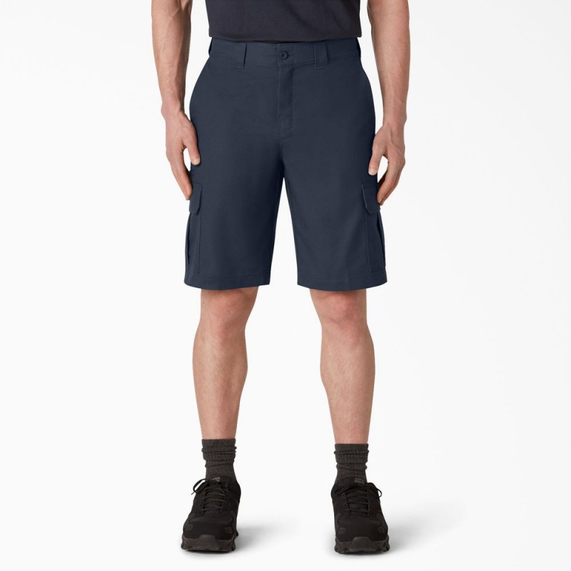 Navy Men\'s Dickies FLEX Cooling Active Waist Regular Fit Cargo Shorts | JNT507863