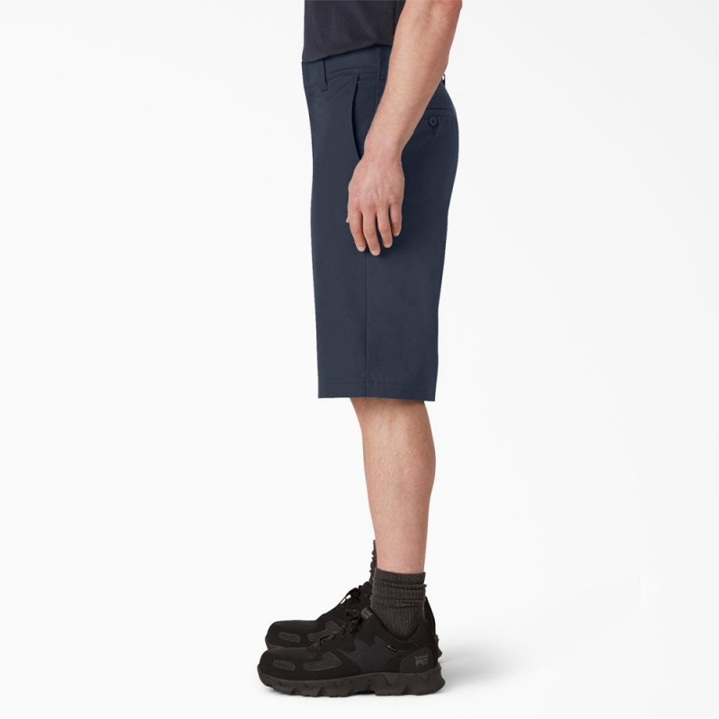 Navy Men's Dickies FLEX Cooling Active Waist Regular Fit Shorts | MUZ153802