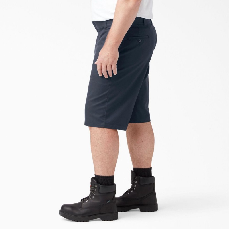 Navy Men's Dickies FLEX Cooling Active Waist Regular Fit Shorts | MUZ153802