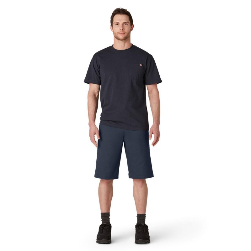 Navy Men's Dickies FLEX Cooling Active Waist Regular Fit Shorts | MUZ153802