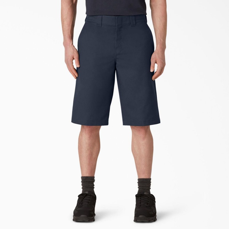 Navy Men\'s Dickies FLEX Cooling Active Waist Regular Fit Shorts | MUZ153802