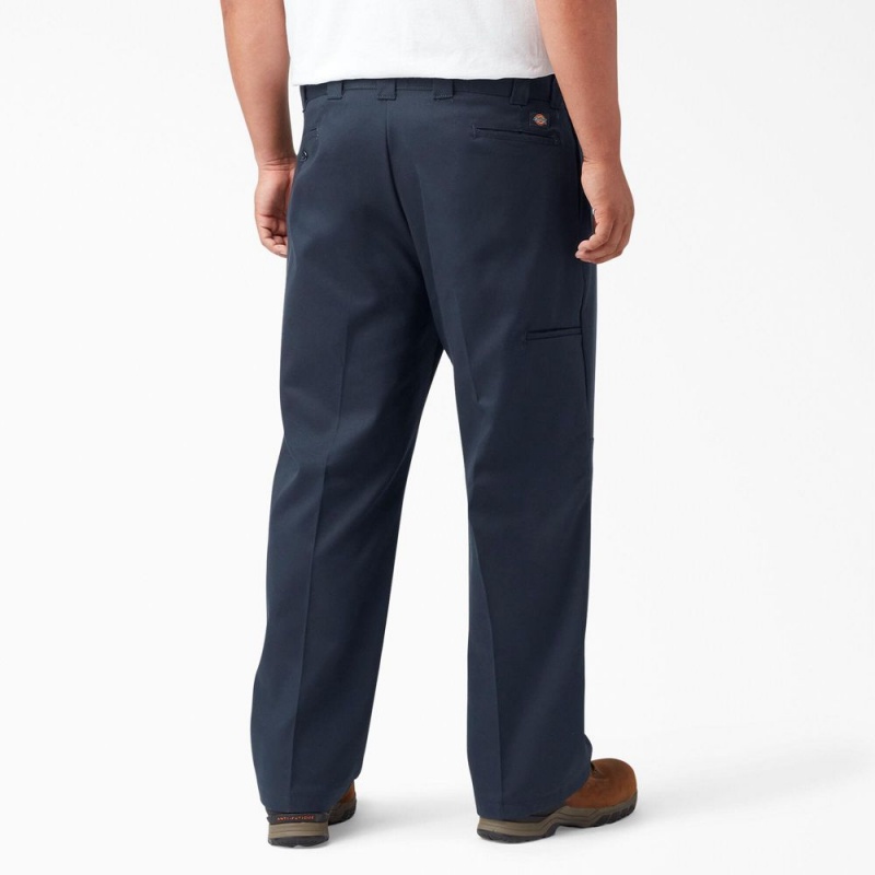 Navy Men's Dickies FLEX Loose Fit Double Knee Work Pants | UZX426180