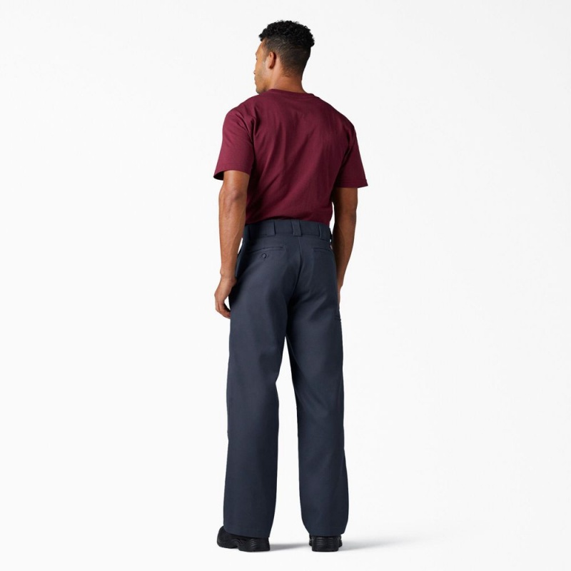 Navy Men's Dickies FLEX Loose Fit Double Knee Work Pants | UZX426180