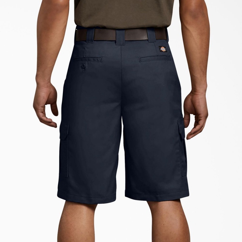 Navy Men's Dickies FLEX Regular Fit Cargo Shorts | QJV410765