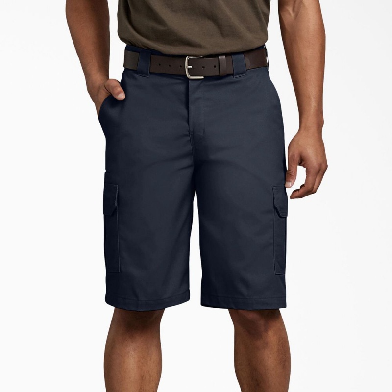 Navy Men\'s Dickies FLEX Regular Fit Cargo Shorts | QJV410765