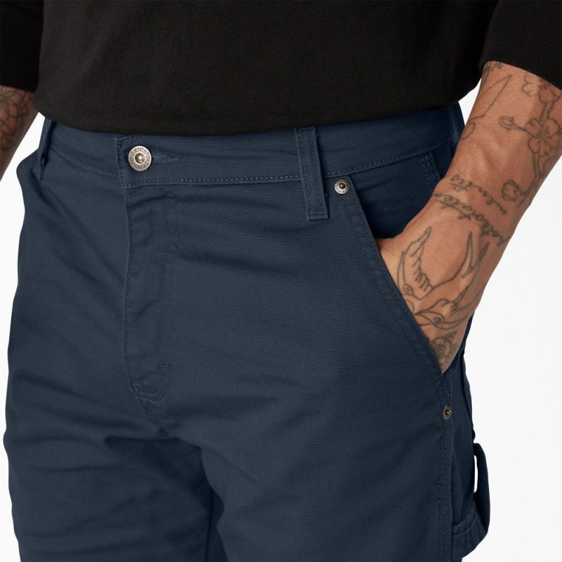 Navy Men's Dickies FLEX Regular Fit Duck Carpenter Pants | KNC865237