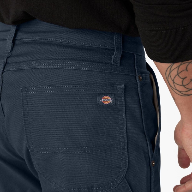 Navy Men's Dickies FLEX Regular Fit Duck Carpenter Pants | KNC865237