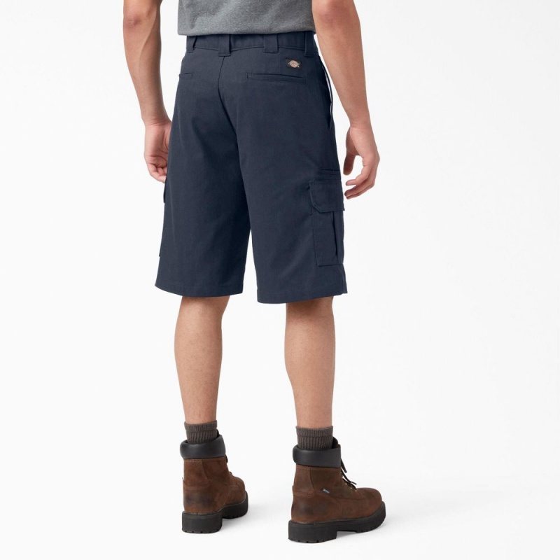 Navy Men's Dickies FLEX Relaxed Fit Cargo Shorts | SYC682741