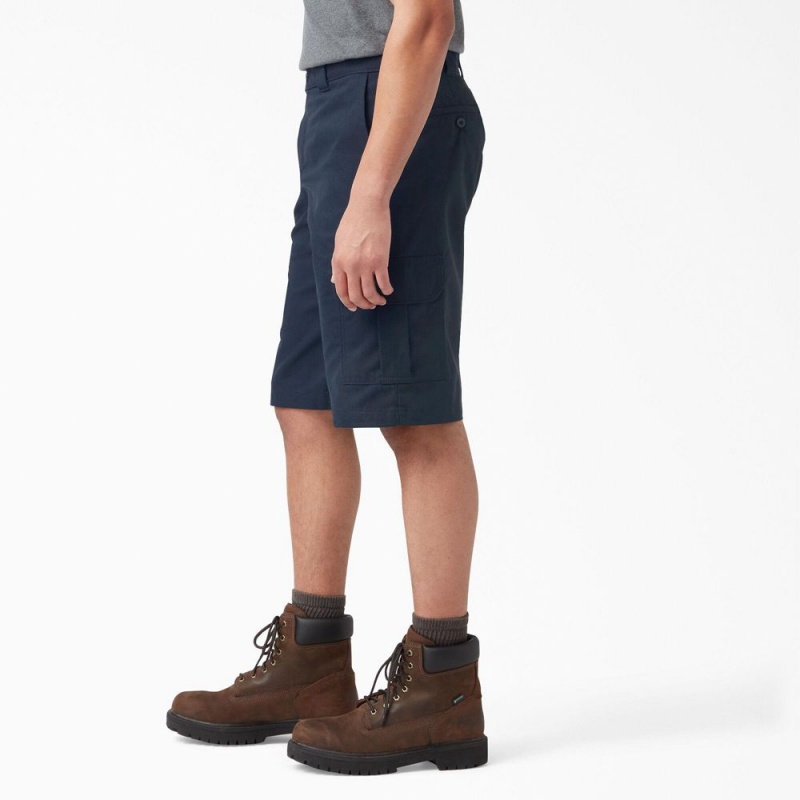 Navy Men's Dickies FLEX Relaxed Fit Cargo Shorts | SYC682741