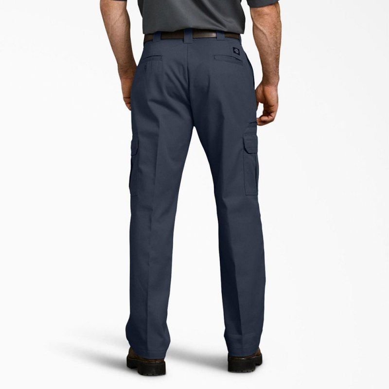 Navy Men's Dickies FLEX Relaxed Fit Cargo Pants | RGE587469