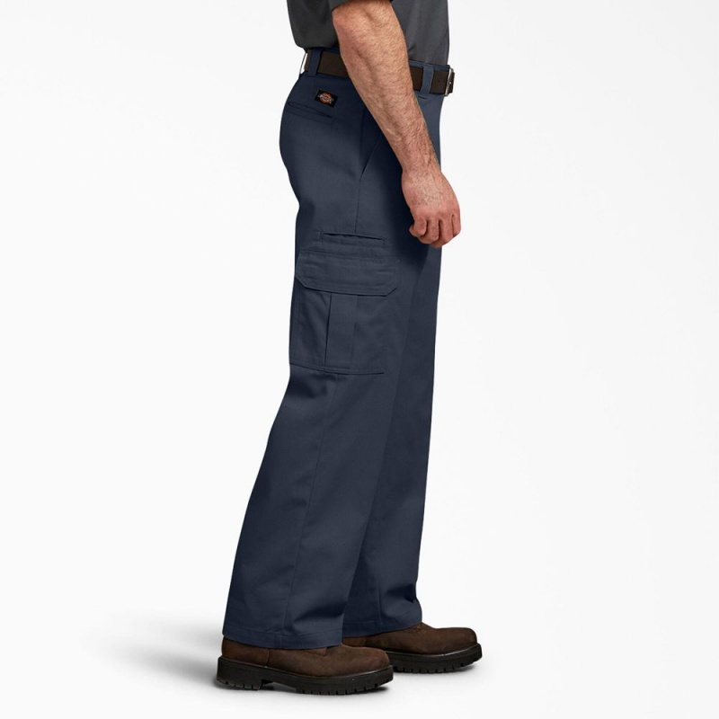 Navy Men's Dickies FLEX Relaxed Fit Cargo Pants | RGE587469