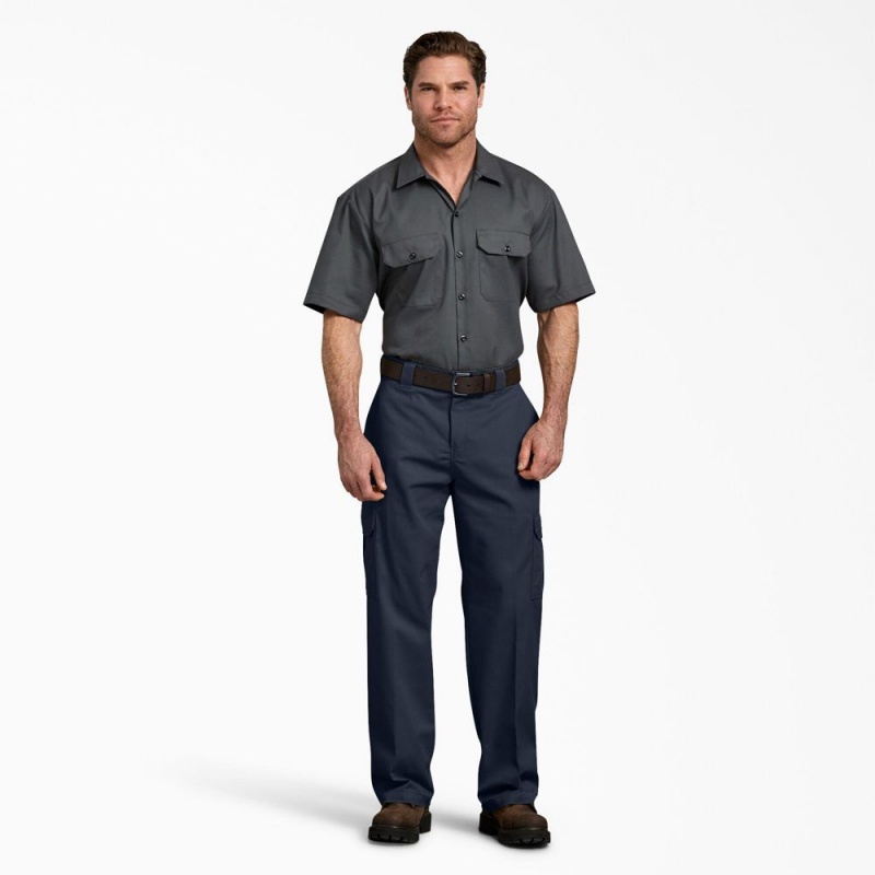 Navy Men's Dickies FLEX Relaxed Fit Cargo Pants | RGE587469