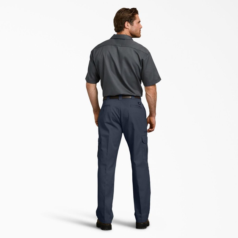 Navy Men's Dickies FLEX Relaxed Fit Cargo Pants | RGE587469