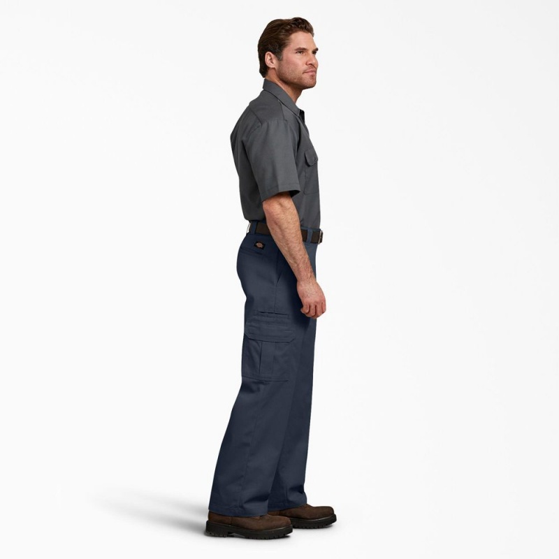 Navy Men's Dickies FLEX Relaxed Fit Cargo Pants | RGE587469