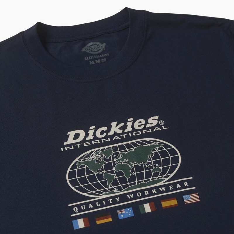 Navy Men's Dickies Jake Hayes Graphic T-Shirt | LCK685907