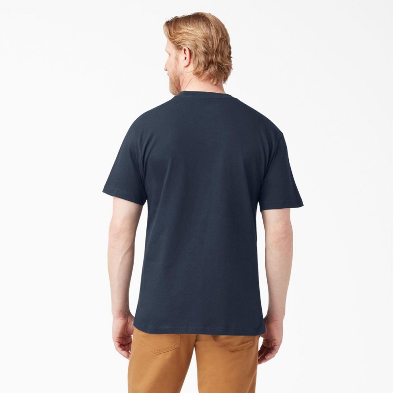 Navy Men's Dickies Lightweight Short Sleeve Pocket T-Shirt | TWI804729