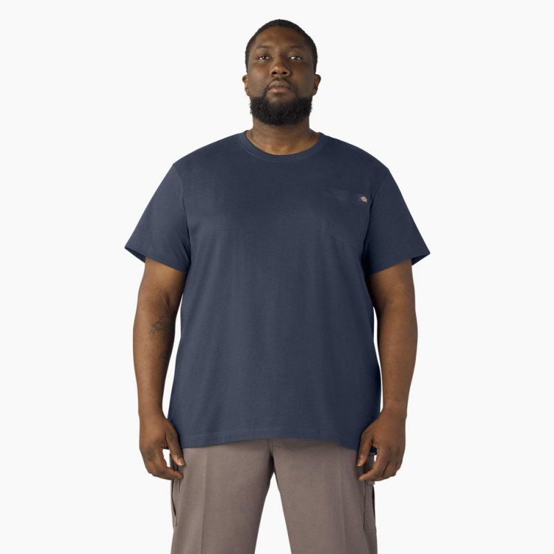 Navy Men's Dickies Lightweight Short Sleeve Pocket T-Shirt | TWI804729