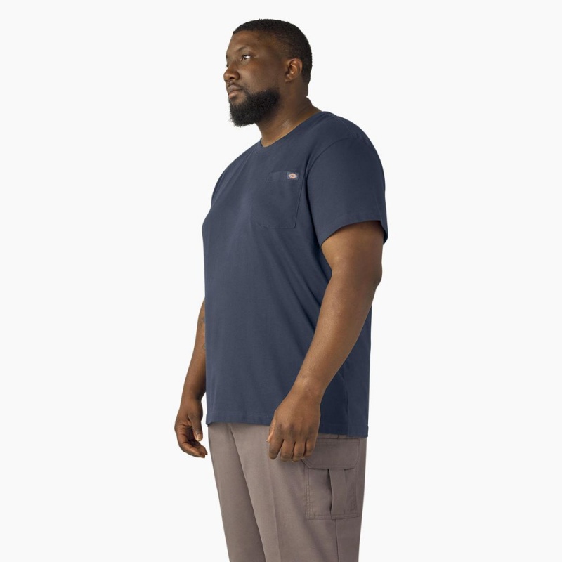 Navy Men's Dickies Lightweight Short Sleeve Pocket T-Shirt | TWI804729