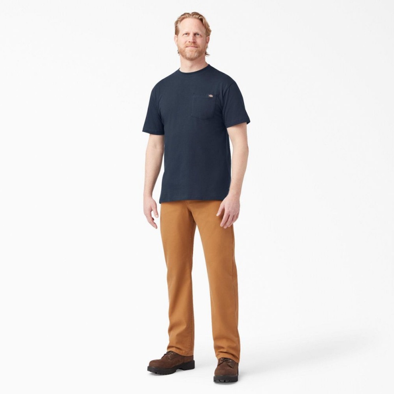 Navy Men's Dickies Lightweight Short Sleeve Pocket T-Shirt | TWI804729