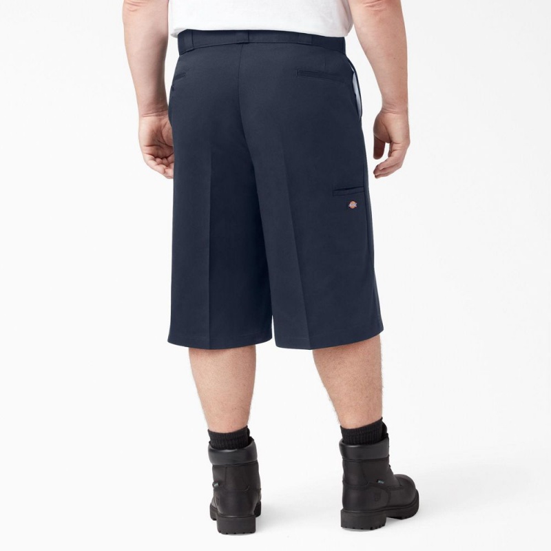 Navy Men's Dickies Loose Fit Multi-Use Pocket Work Shorts | XOG572169