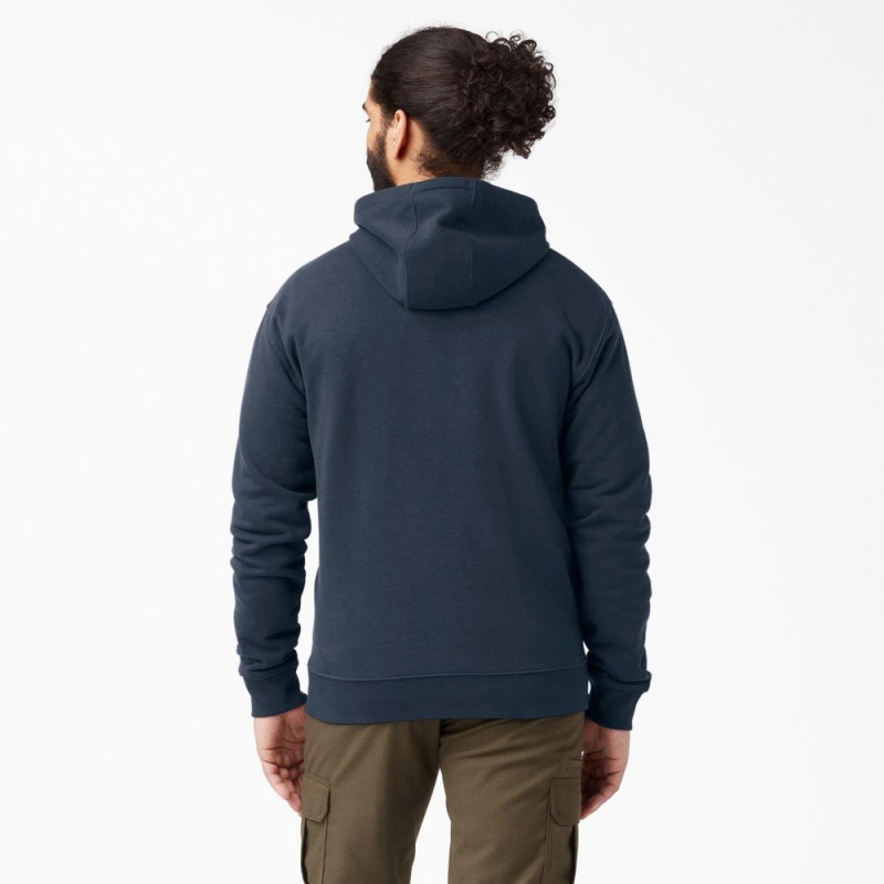 Navy Men's Dickies Midweight Fleece Hoodie | ESQ475082