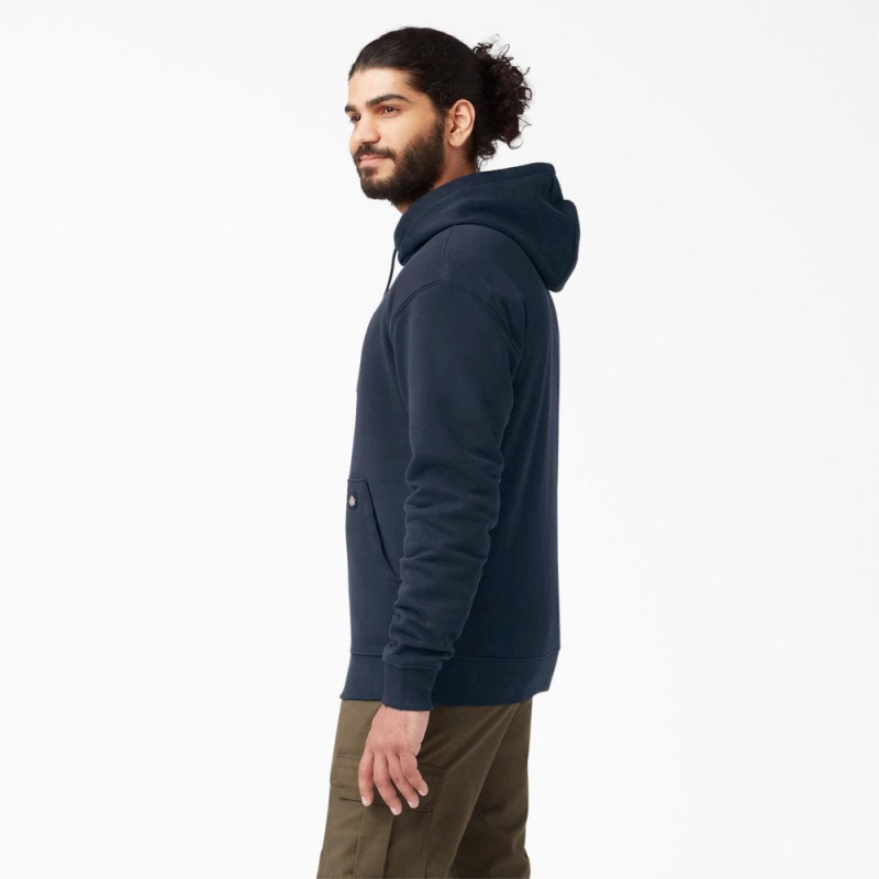 Navy Men's Dickies Midweight Fleece Hoodie | ESQ475082