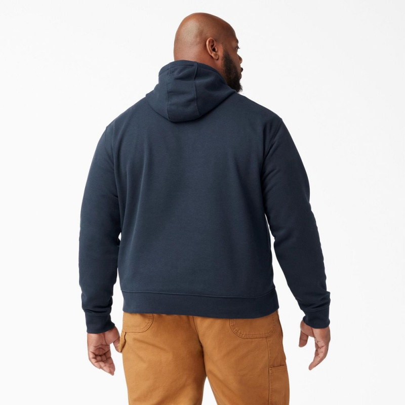 Navy Men's Dickies Midweight Fleece Hoodie | ESQ475082