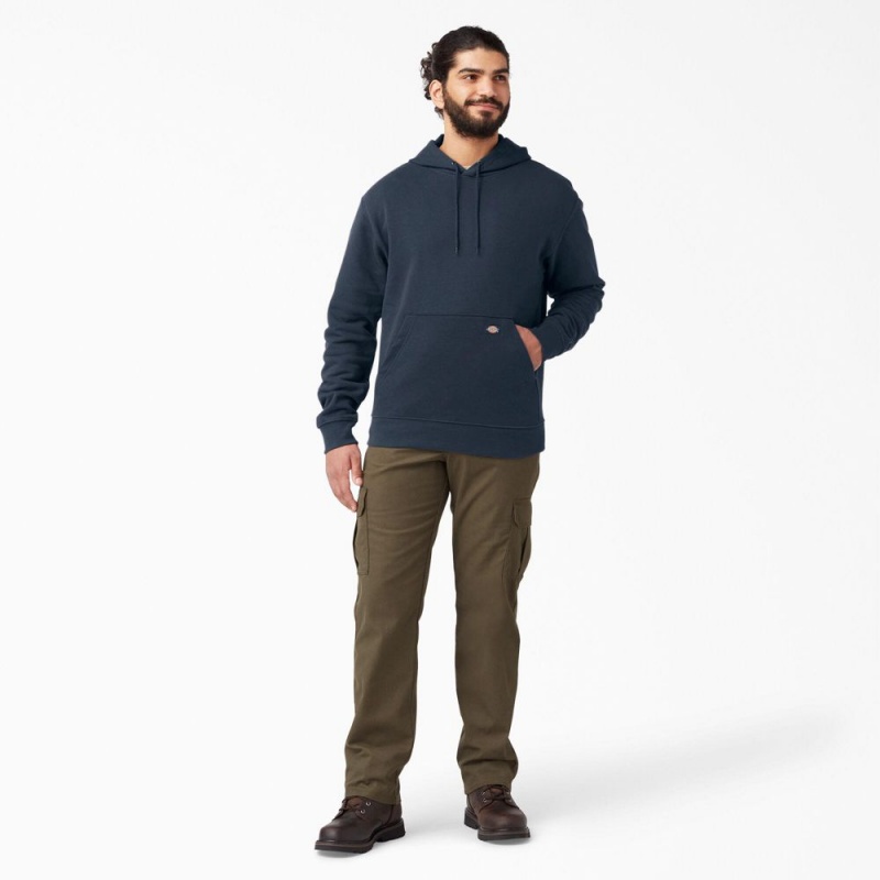 Navy Men's Dickies Midweight Fleece Hoodie | ESQ475082