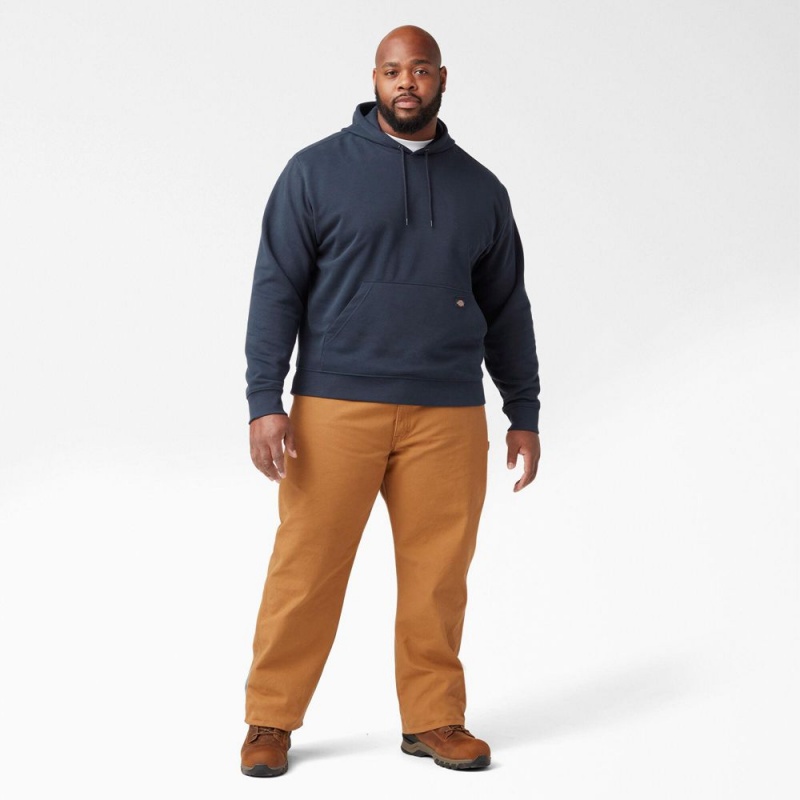 Navy Men's Dickies Midweight Fleece Hoodie | ESQ475082