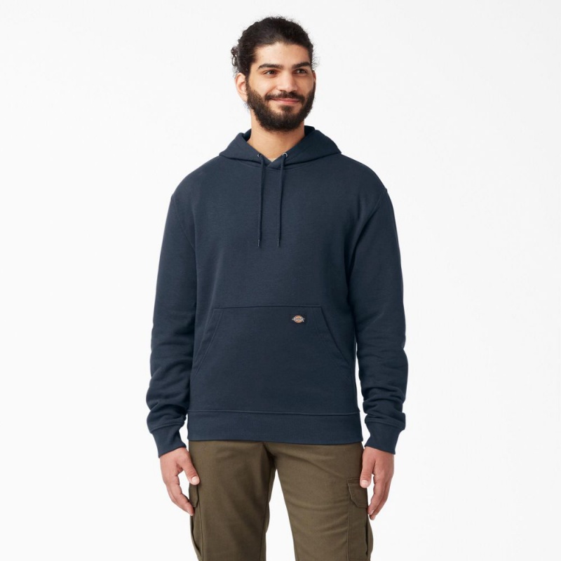 Navy Men\'s Dickies Midweight Fleece Hoodie | ESQ475082