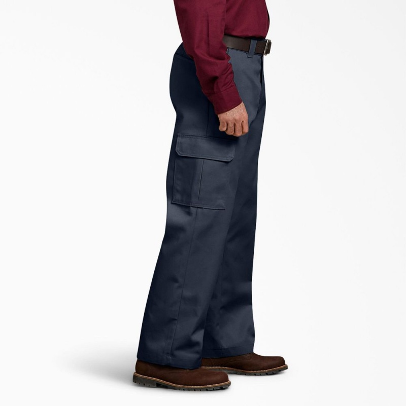 Navy Men's Dickies Relaxed Fit Cargo Work Pants | LON086154