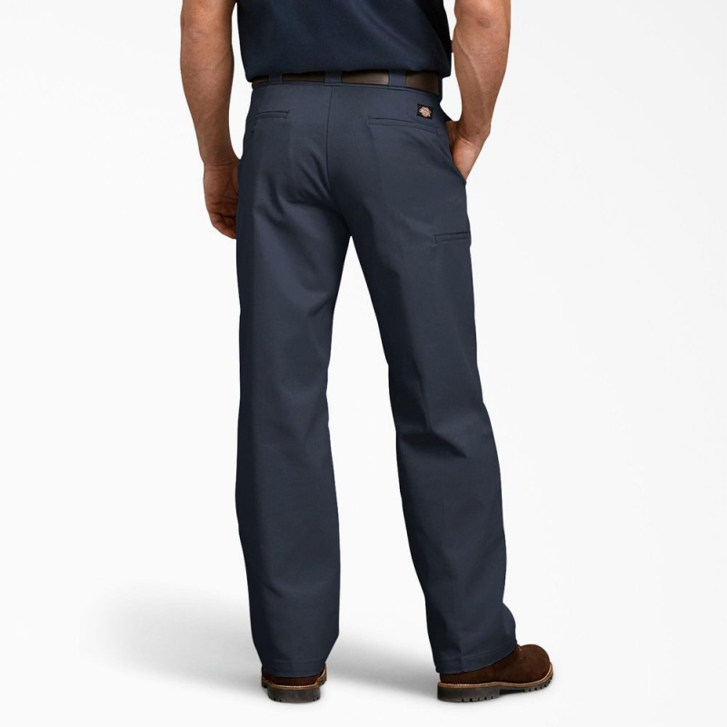 Navy Men's Dickies Relaxed Fit Double Knee Work Pants | PCS829430