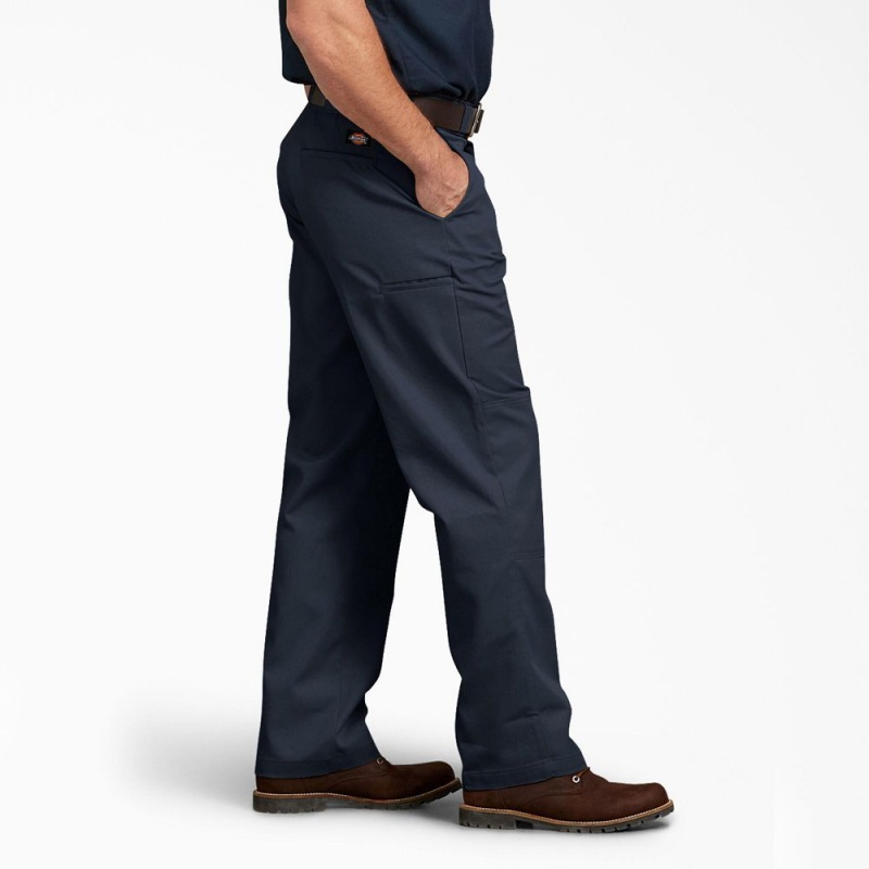 Navy Men's Dickies Relaxed Fit Double Knee Work Pants | PCS829430