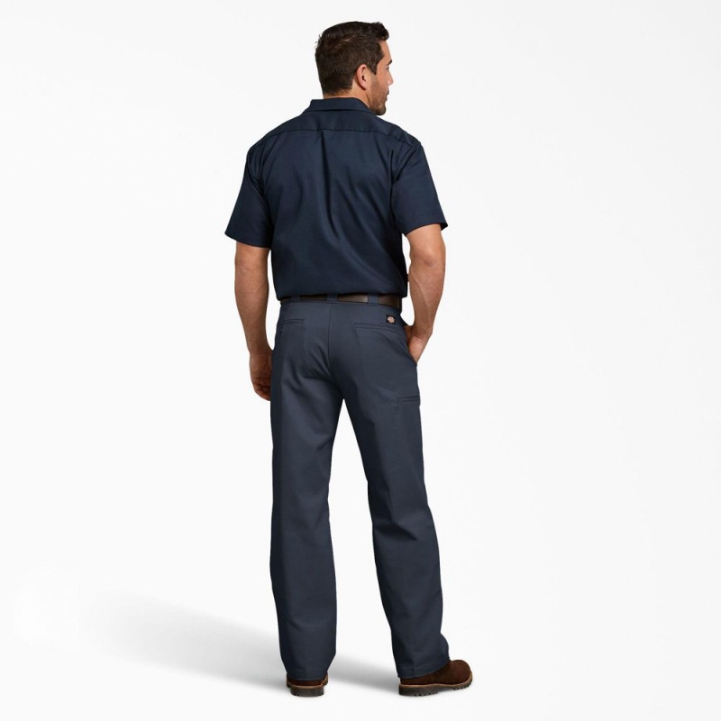 Navy Men's Dickies Relaxed Fit Double Knee Work Pants | PCS829430