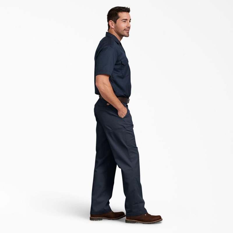 Navy Men's Dickies Relaxed Fit Double Knee Work Pants | PCS829430