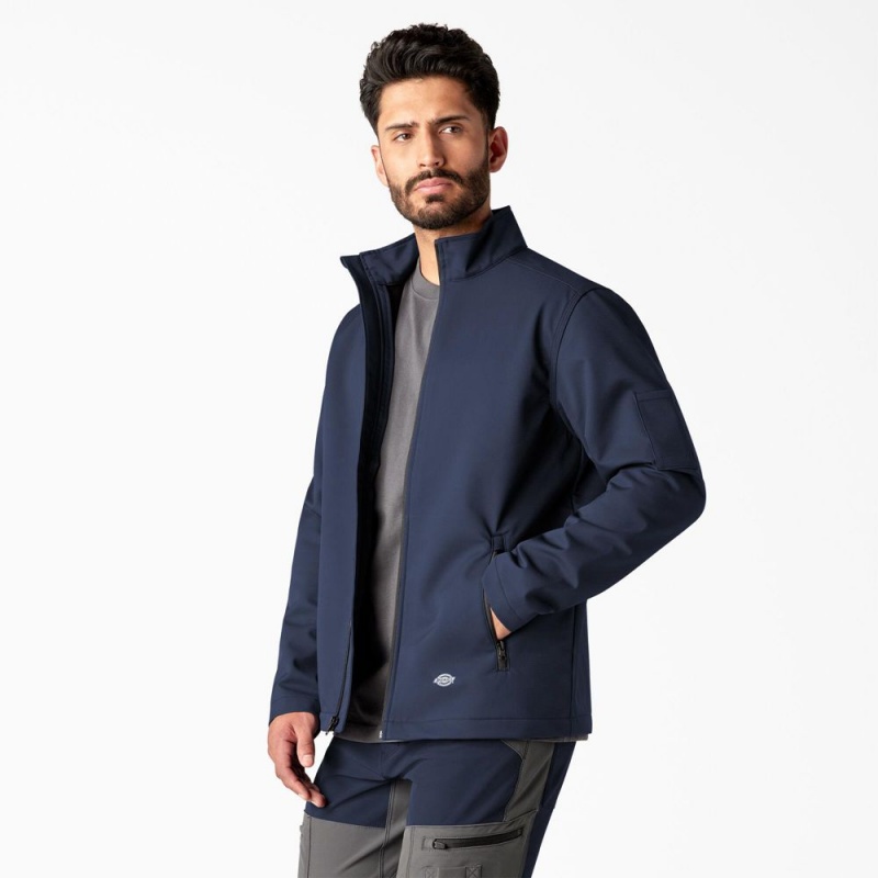 Navy Men's Dickies Ripstop Softshell Jacket | IUR013854