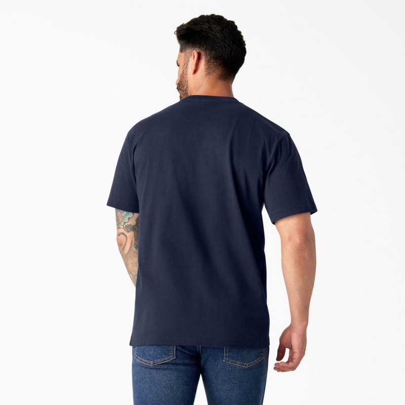 Navy Men's Dickies Short Sleeve Logo Graphic T-Shirt | SOX076953