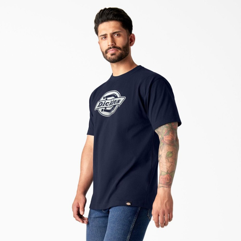 Navy Men's Dickies Short Sleeve Logo Graphic T-Shirt | SOX076953