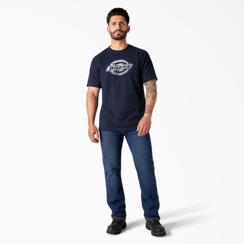 Navy Men's Dickies Short Sleeve Logo Graphic T-Shirt | SOX076953