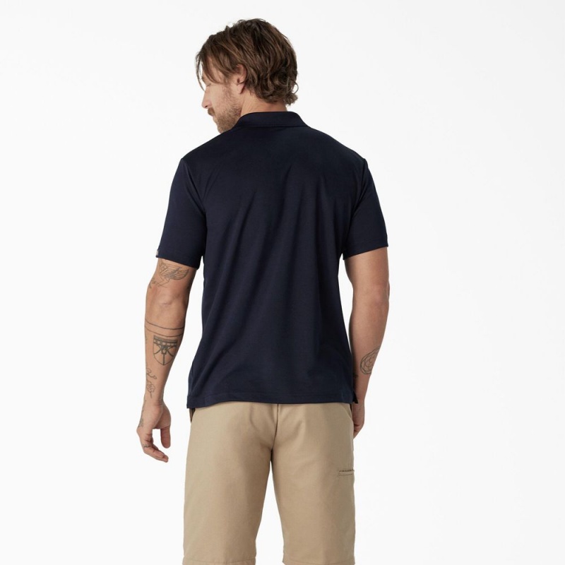 Navy Men's Dickies Short Sleeve Performance Polo Shirt | UJD096817