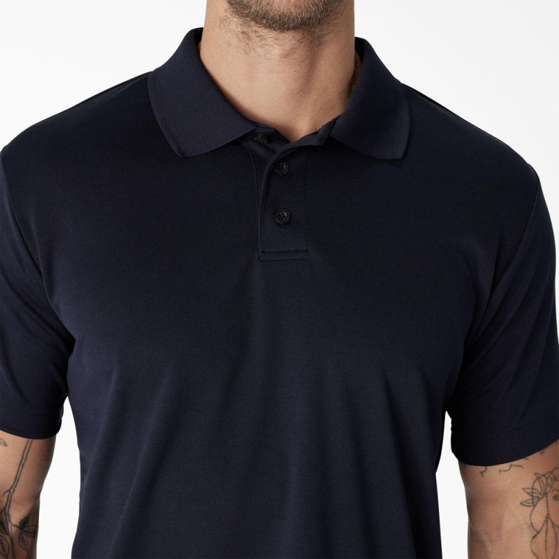 Navy Men's Dickies Short Sleeve Performance Polo Shirt | UJD096817